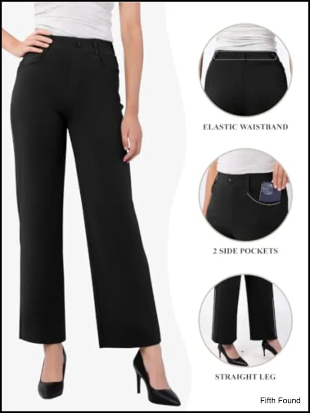 High Rise Wide Leg Work Pants with Pockets Stretchy Business Casual Slacks